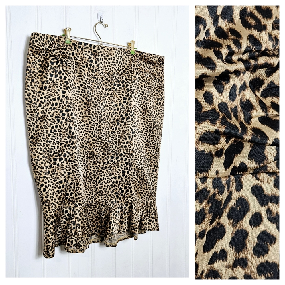 Torrid Leopard Peplum Skirt NWT Plus 26 Y2K Coquette Pinup Bodycon Goth